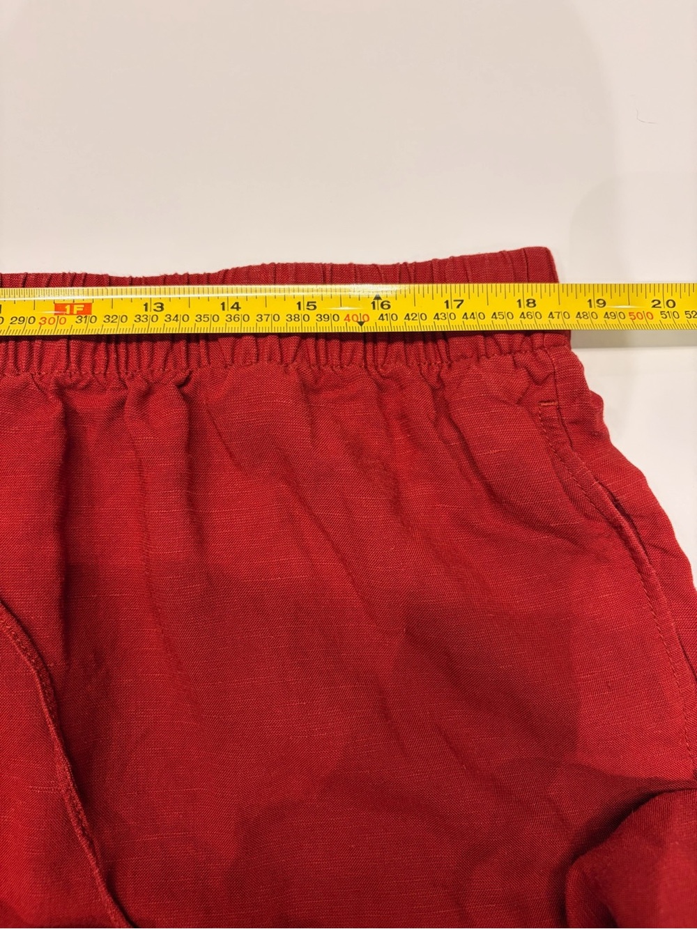 H&M Red Drawstring Linen blend Pants - Picture 3 of 9